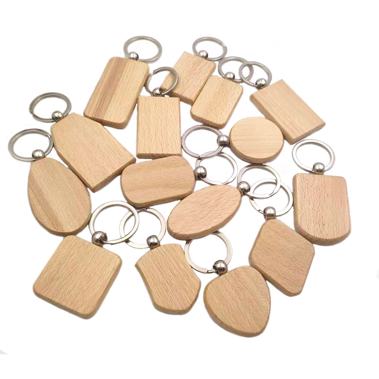 Key Ring Keyring Wooden Blank Key Chain Bag Wooden Keychain  Factory Wholesale supplier