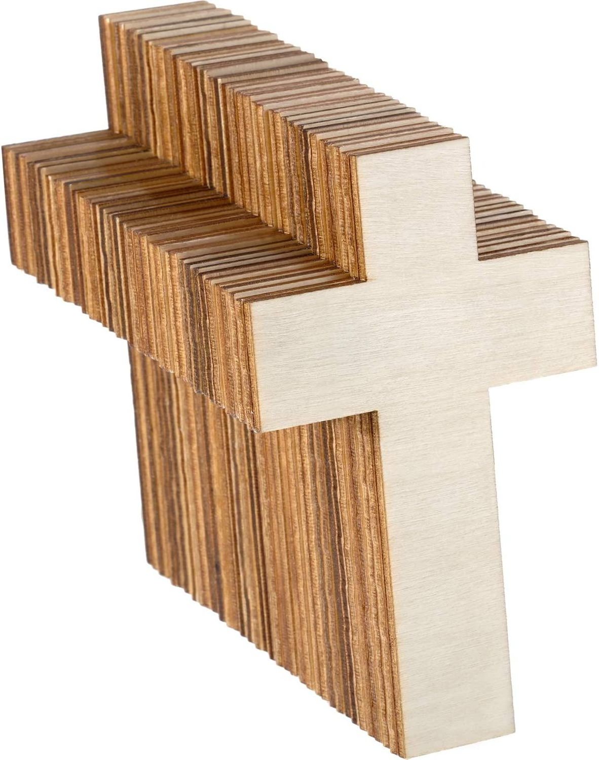 36pcs Wooden Cross Blank DIY for Decorative Crafts Alphabet Wood Home Decoration Natural Opp Bag Religious Religion Poplar 2bags