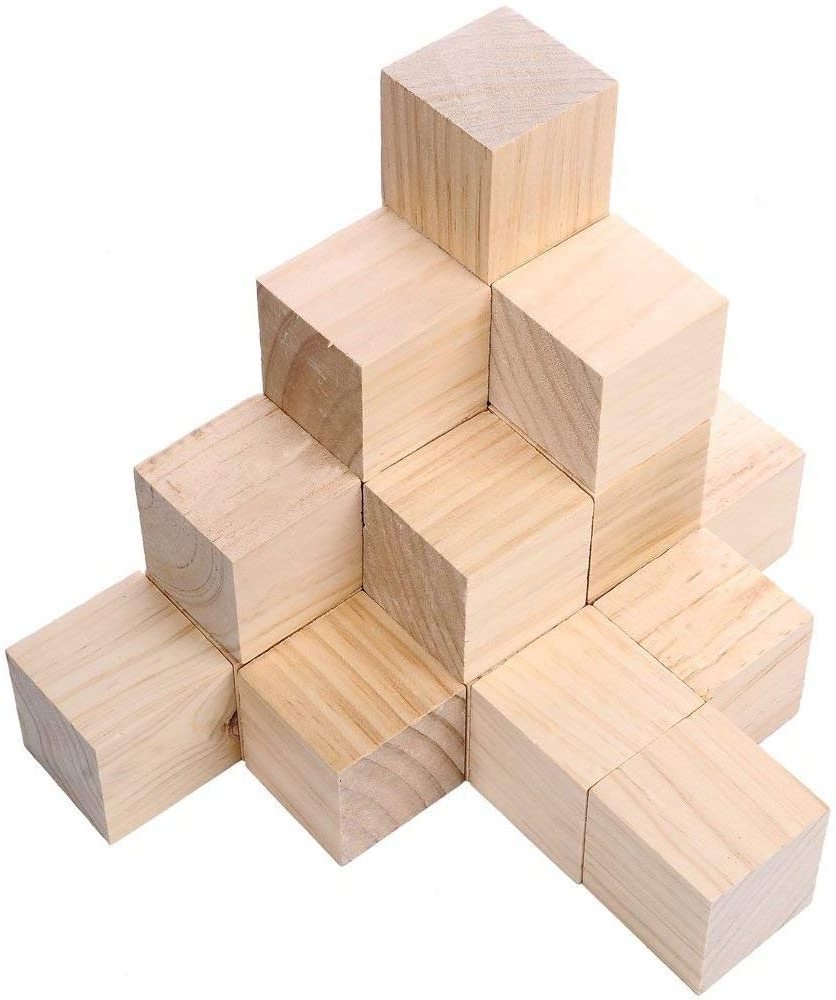 10mm to 50mm Unfinished Wooden Blocks  for Crafts and DIY projects