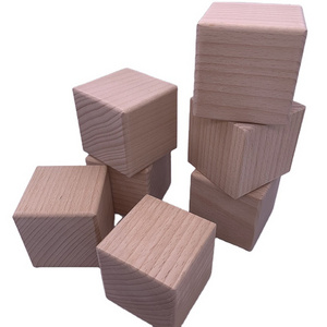 Eco-friendly unfinished custom size Cube Wood Craft materials for Diy room decoration prop