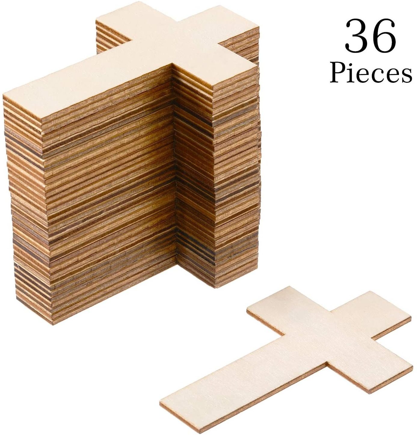 36pcs Wooden Cross Blank DIY for Decorative Crafts Alphabet Wood Home Decoration Natural Opp Bag Religious Religion Poplar 2bags