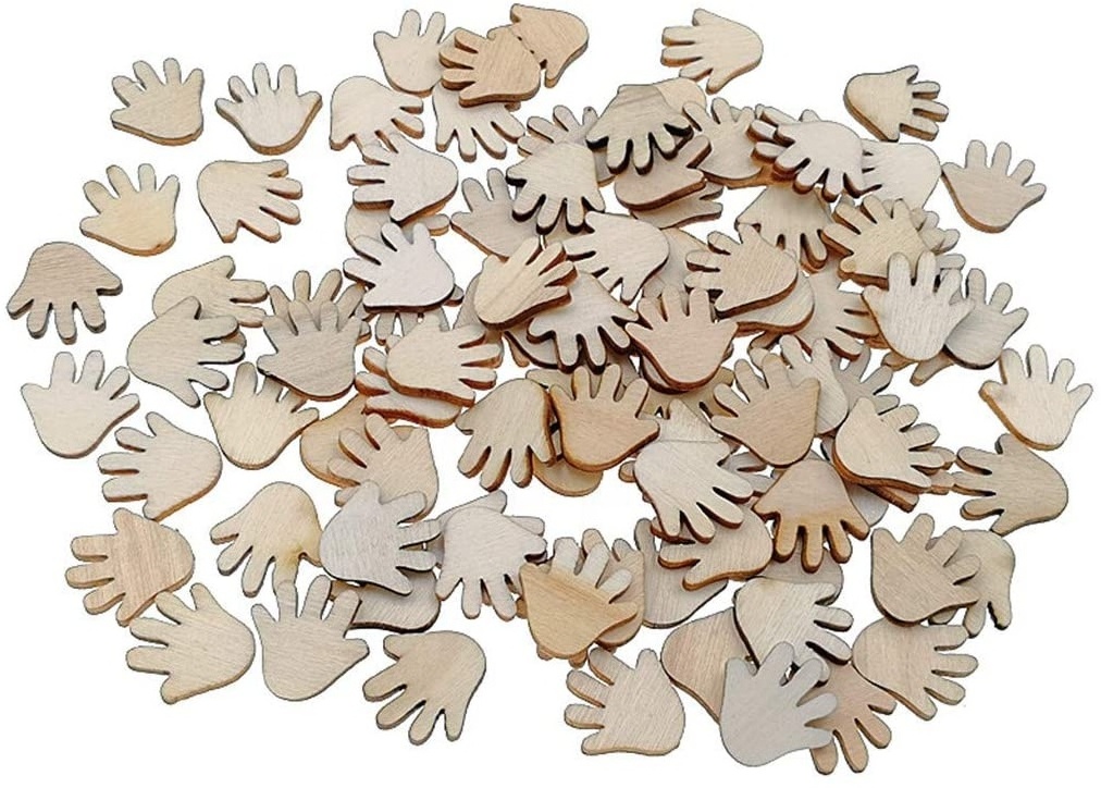 DIY Wooden Palm Shaped Laser Cutting Wood Chips for Decorative Crafts Made from Poplar