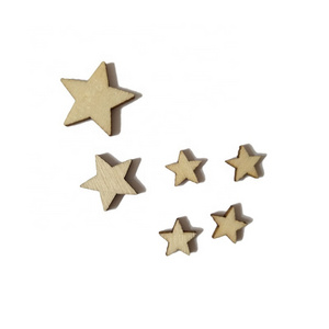 DIY Wooden laser cut wooden decorative crafts with different sizes and pentagonal star shapes