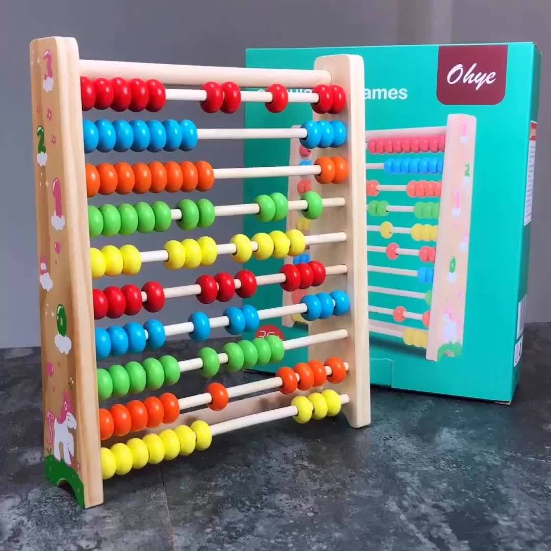 Wooden Abacus Classic Math Counting Tool Counting Frame for Toddler Kids Motessori Early Educational Toy with 100 Colorful Beads