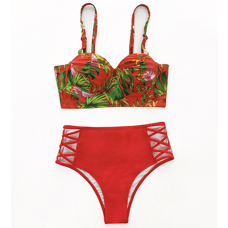 High Waist Underwire Push Up Bikini Top Two Piece Swim Girls Swimsuit Woman Lot 2023 Mujeres Bikinis Rojos En Tendencia Biquini