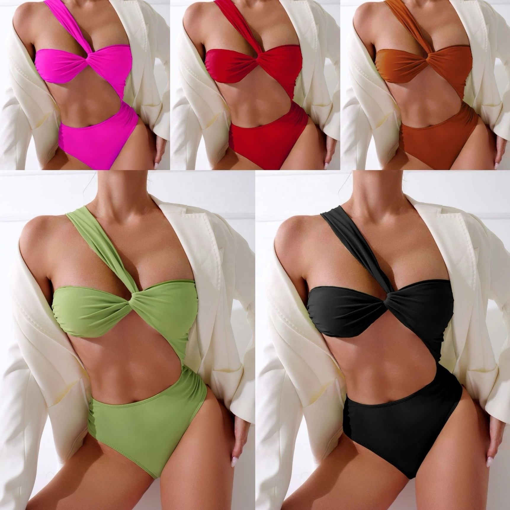 Factory Wholesale Bathing Suits One Shoulder Swimwear Beachwear Sexy Custom Bikini Set Sexy Swimsuit One Piece Women Swim Suits