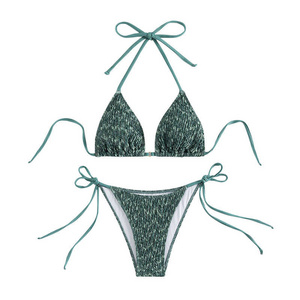 Factory Wholesale Sexy Micro Bikini Sexy String Green Swimsuit 2024 Women 2 Piece Bathing Suit High Quality Swimwear Set Biquini