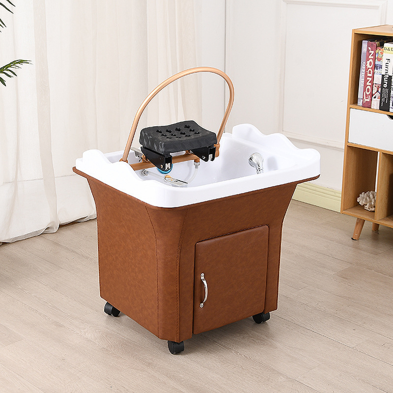 Wholesales white washing ceramic mobile portable shampoo basin for hair salon shampoo chair