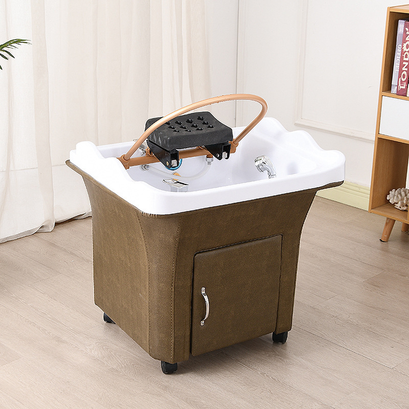 Wholesales white washing ceramic mobile portable shampoo basin for hair salon shampoo chair