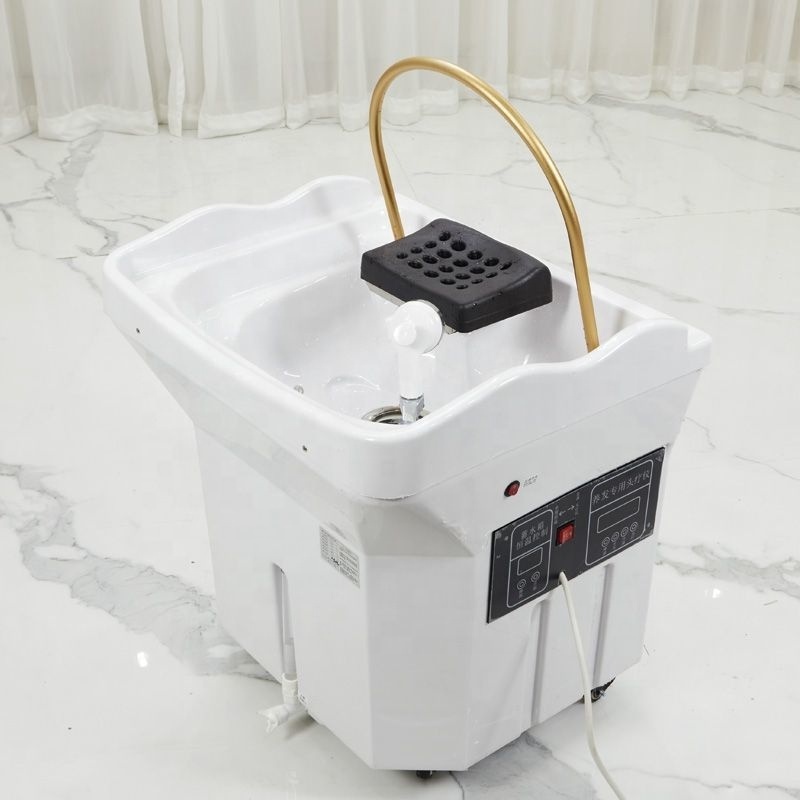 Modern white plastic hair salon used massage chair therapeutic shampoo bowls mobile portable shampoo basins