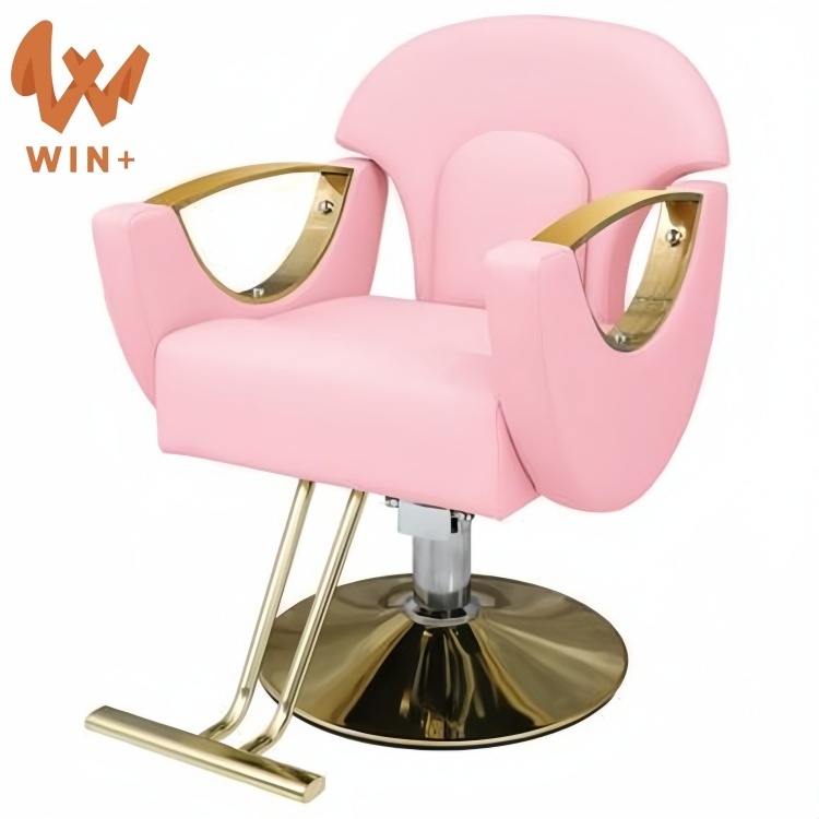 white beauty nail salon furniture custom luxury golden barber chair pink salon chair for hair stylist