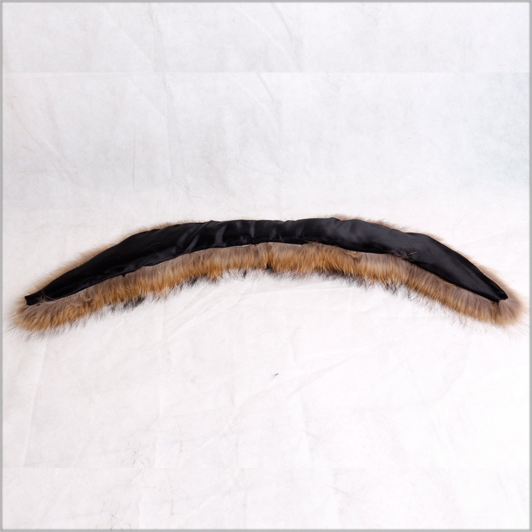 ALICEFUR Wholesale price cow horn shape detachable real raccoon fur collars for sale