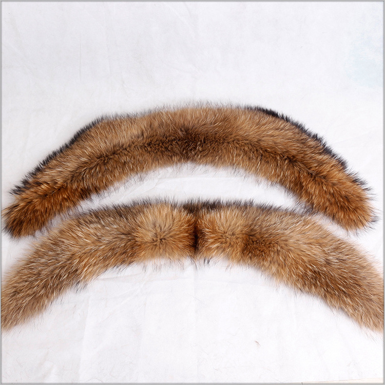 ALICEFUR Wholesale price cow horn shape detachable real raccoon fur collars for sale