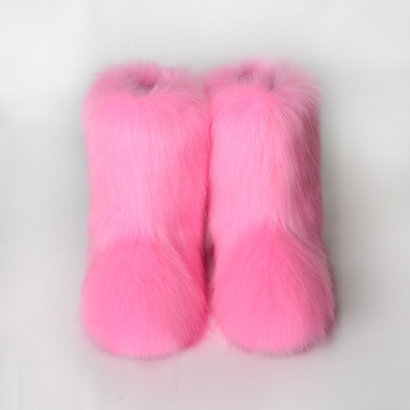 Wholesale Ladies Imitation Raccoon Fur Boots Factory Supply High Quality Faux Fur Snow Boot