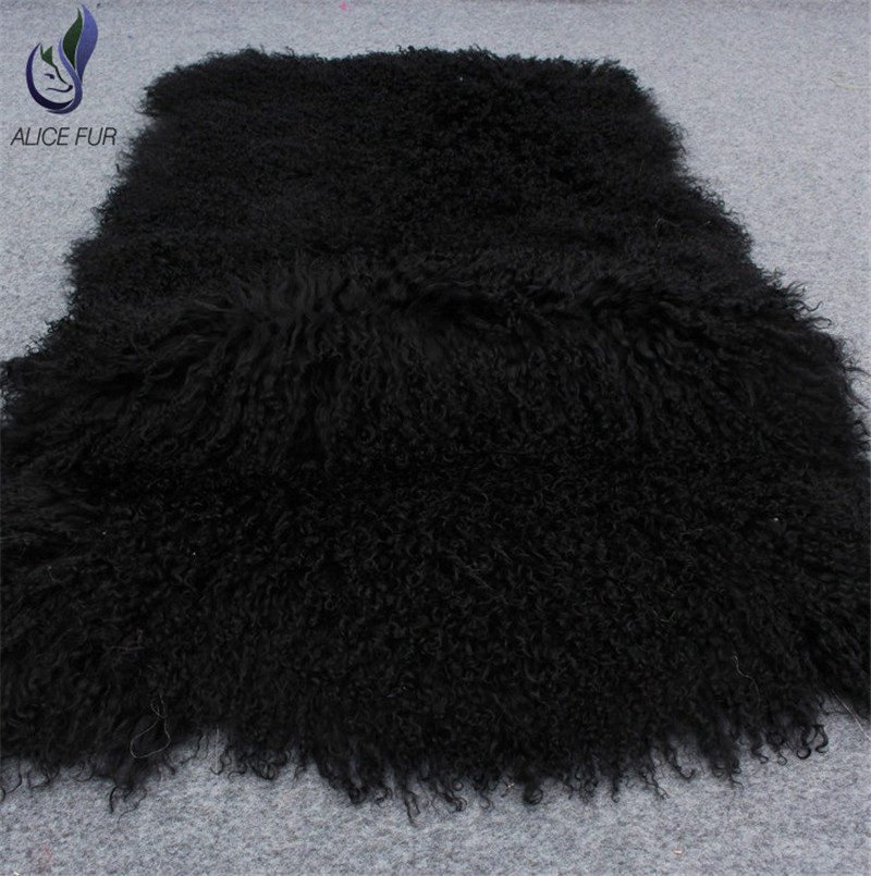 Fashion Tibetan Lamb Rug Goat Skin Blanket Sheep Plate Curly Fur