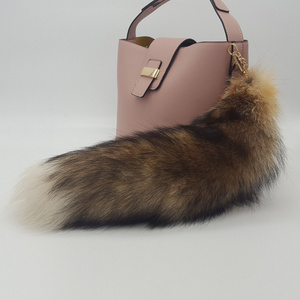 ALICEFUR Wholesale price real crystal fox fur tail key chain for bag or key