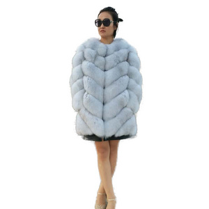 ALICEFUR Wholesale price high quality fashion fox fur coats real blue fox fur coat for sale