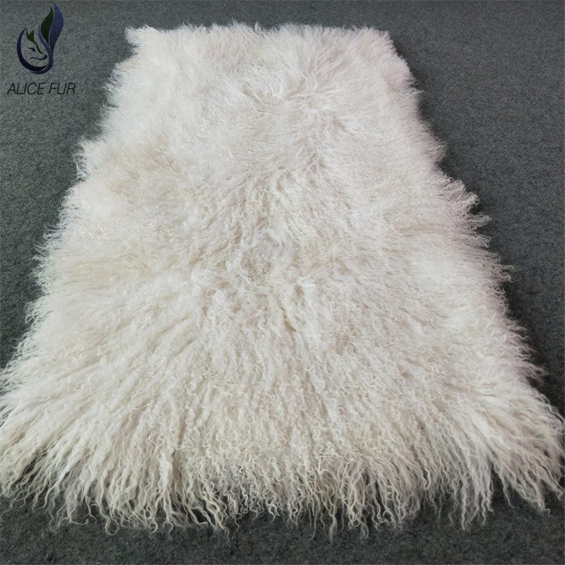 Fashion Tibetan Lamb Rug Goat Skin Blanket Sheep Plate Curly Fur