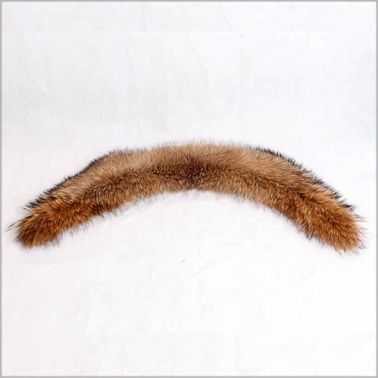 ALICEFUR Wholesale price cow horn shape detachable real raccoon fur collars for sale