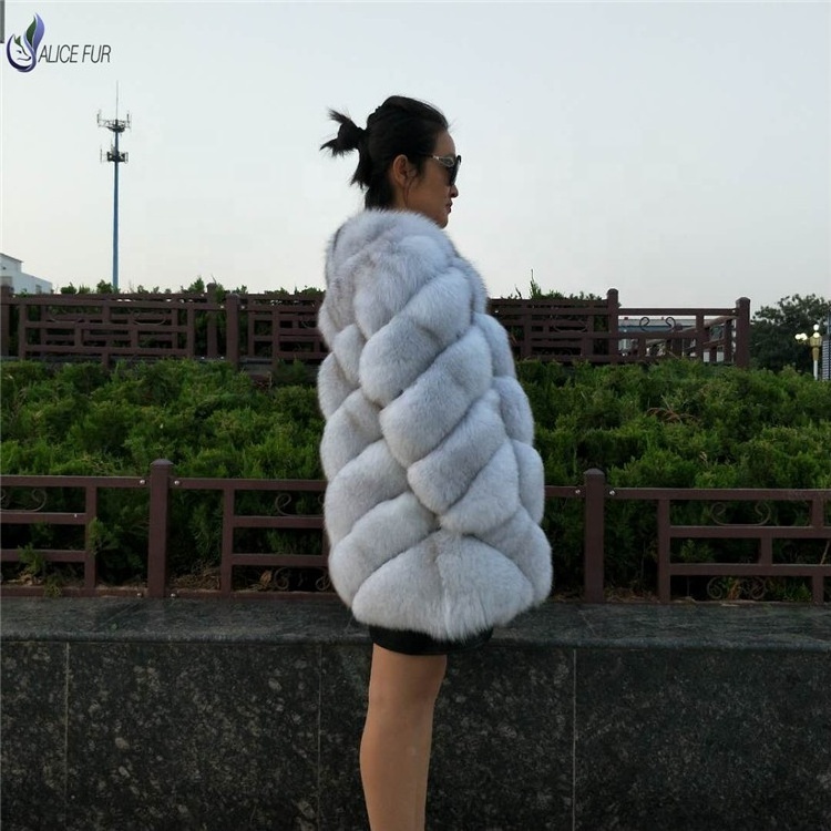 ALICEFUR Wholesale price high quality fashion fox fur coats real blue fox fur coat for sale