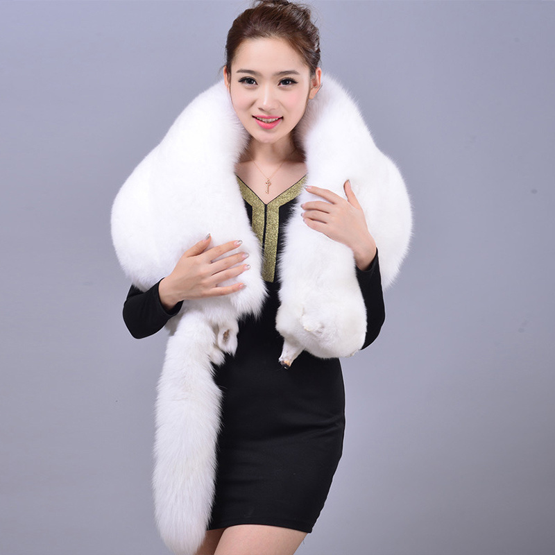 Natural white fox fur stole real fox fur cape genuine fur shawl for women