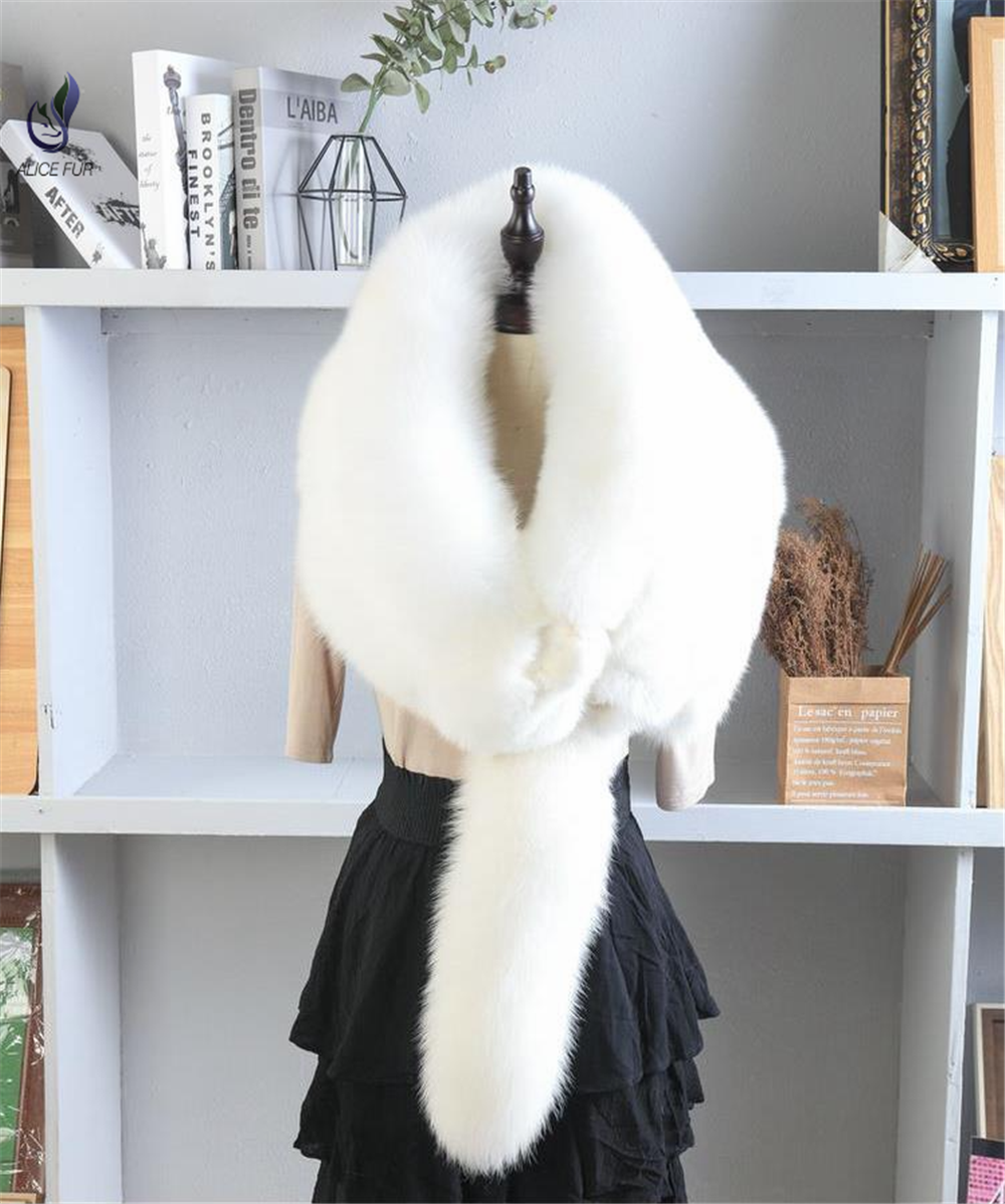 Natural white fox fur stole real fox fur cape genuine fur shawl for women