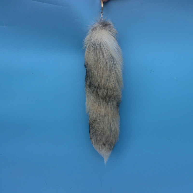 ALICEFUR China Factory Wholesale Supply Golden Island Fox Fur Tail Keychain