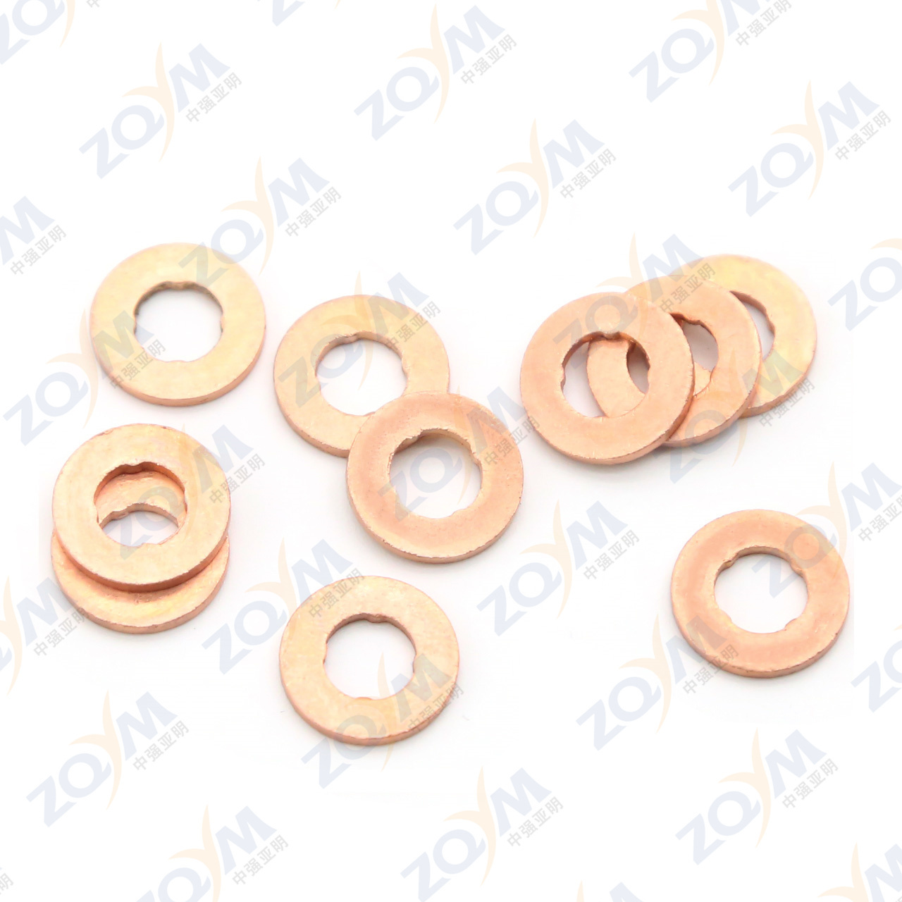 ZQYM Custom Different Sizes Brass Gasket Copper Flat Washers for Cummins ISX & QSX- XPI injector 15L 4327147/4384365