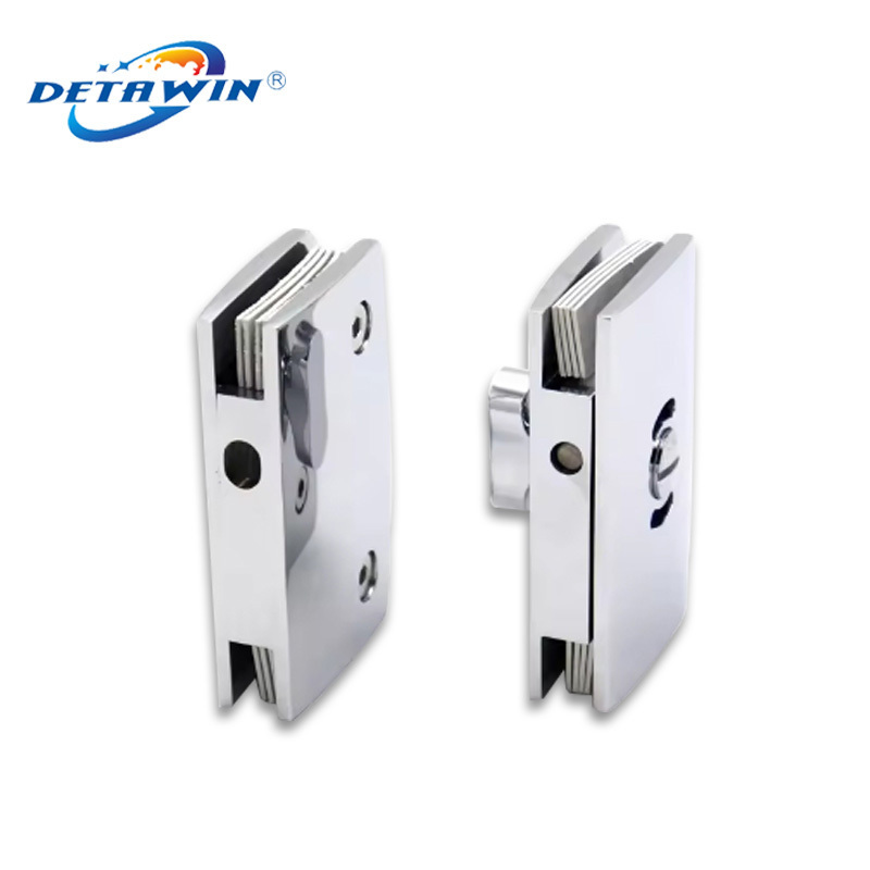 Apartment Frameless Tempered Glass Door Lock With Knob 304 Stainless Steel Material Matte Black