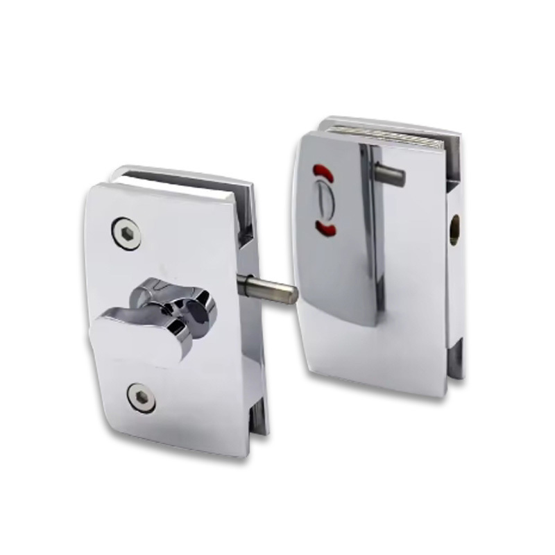 Apartment Frameless Tempered Glass Door Lock With Knob 304 Stainless Steel Material Matte Black