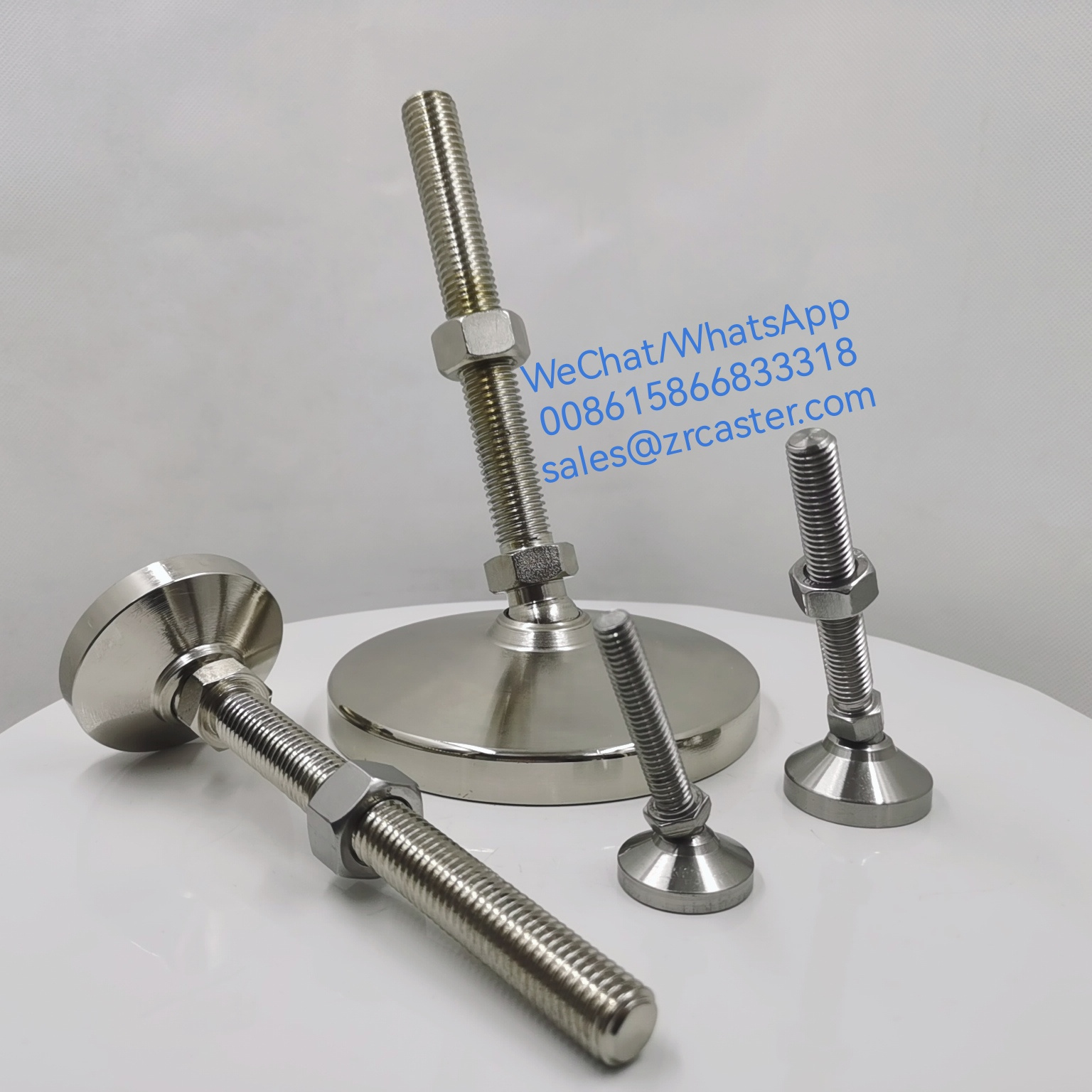 SS D32/50mm L50mm M10 Thread 1/2-13 Stud Swivel Thread Stem Furniture Leg Leveler Adjustable Foot Stainless Steel Leveling Feet