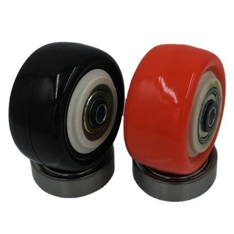 1.5/2/2.5 Inch Durable Black PU PVC Plastic Thread Precision Double Ball Bearing 32mm Length Bushing Small Furniture PU Casters