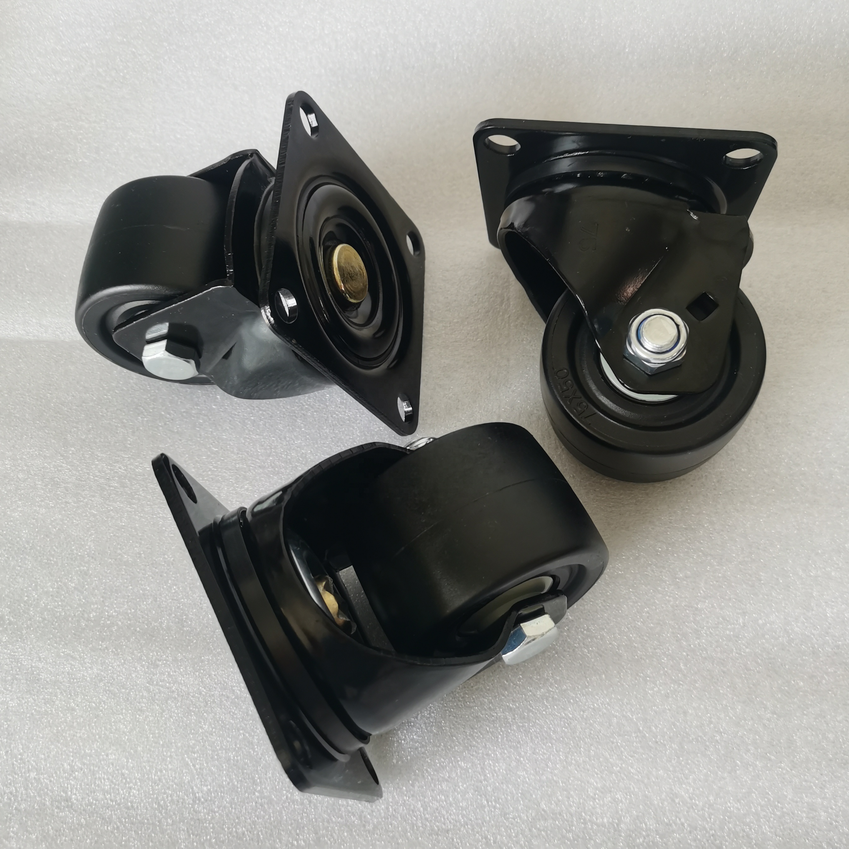 High-Load 2/2.5/3 Inches Heavy Duty Casters with 300/500/600KG Fixed Swivel Plate Locking Low Mounting Height Nylon Wheels