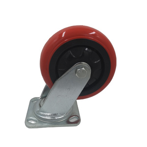 Hot Sale 4/5/6/8 Inch Industrial Trolley Caster with 6mm Bracket 100/125/150/200mm PU Wheel Swivel Castor Heavy Duty Rigid Style