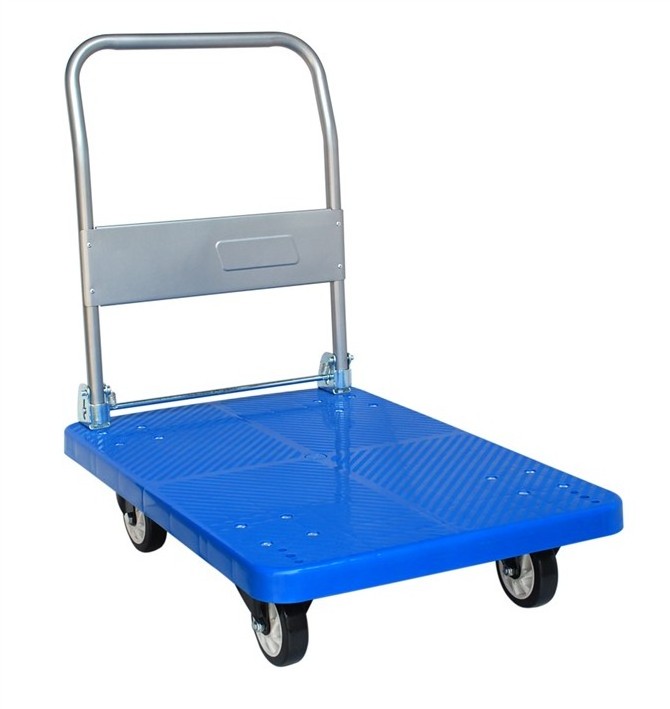 Industry Cart Hand Truck Heavy Duty Four Wheels Folding Stainless Steel 304 Body Platform Trolleys