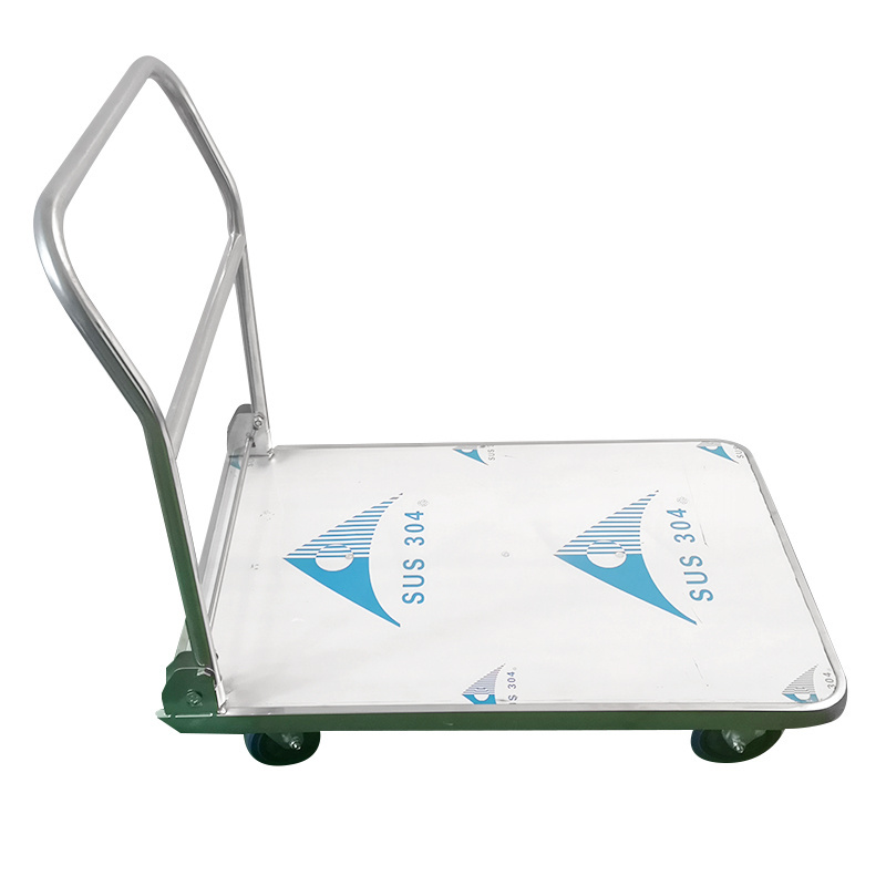 Industry Cart Hand Truck Heavy Duty Four Wheels Folding Stainless Steel 304 Body Platform Trolleys