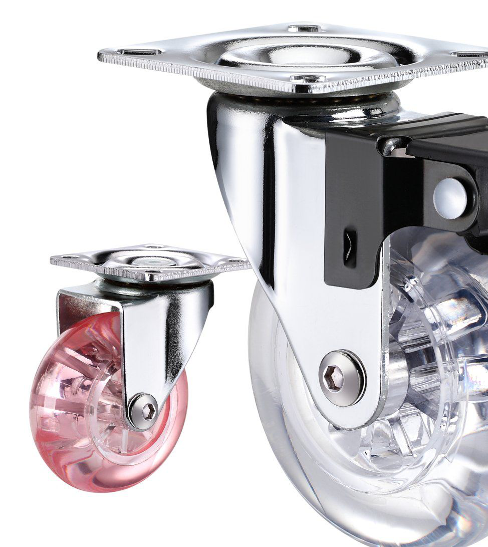 1.5/2/3 Inch Transparent Clear PU Wheel Castor Caster Wheels Fixed Swivel Plate Office Chair Sofa Rigid Style Furniture