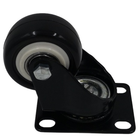 1.5 2 Inch Small Black Castor Wheel Light Duty Swivel Plate Thread Stem M10 M12 PU PVC Casters Wheel