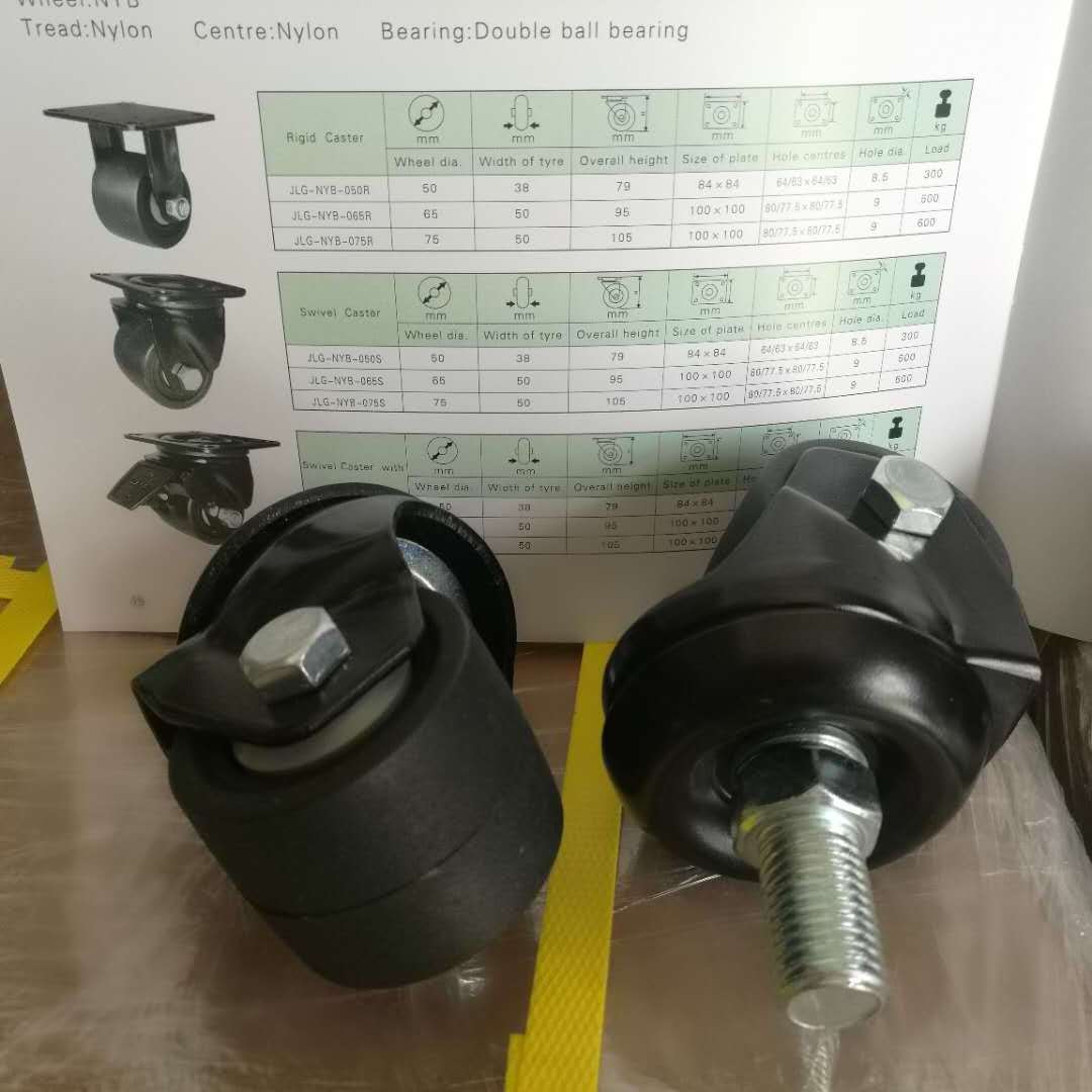 High-Load 2/2.5/3 Inches Heavy Duty Casters with 300/500/600KG Fixed Swivel Plate Locking Low Mounting Height Nylon Wheels