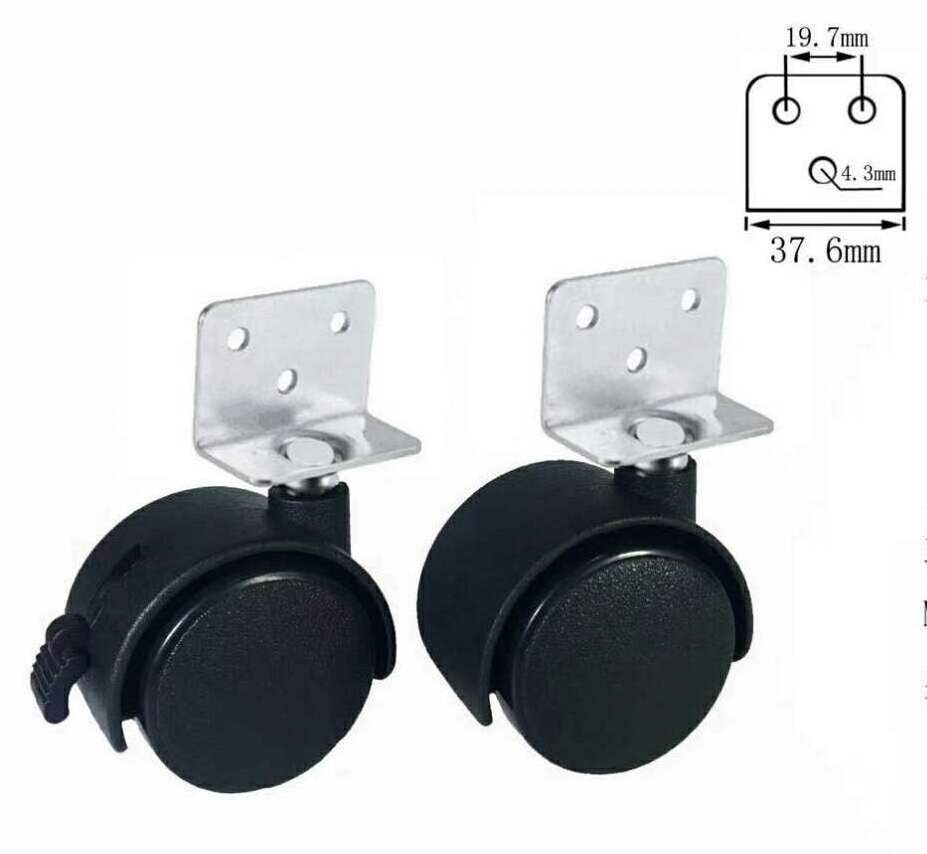 Good Quality 1.5'' Side Mounting Plate Castors Nylon Wheel Furniture Caster Cabinet Castor 40mm