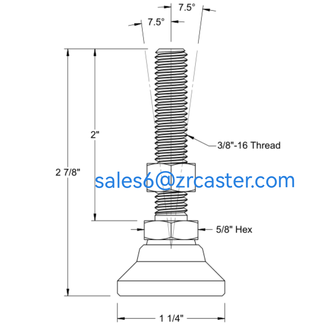 Customized Acme Thread 1/2-10 Swivel Stud Adjustable Leveler Furniture Leveling Mount Foot Pad Industrial Leveling Feet