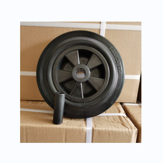 Hot sale 8 inch dustbin wheel 8 inch 200mm Black Rubber Gabage Can Trash Bin Wheel