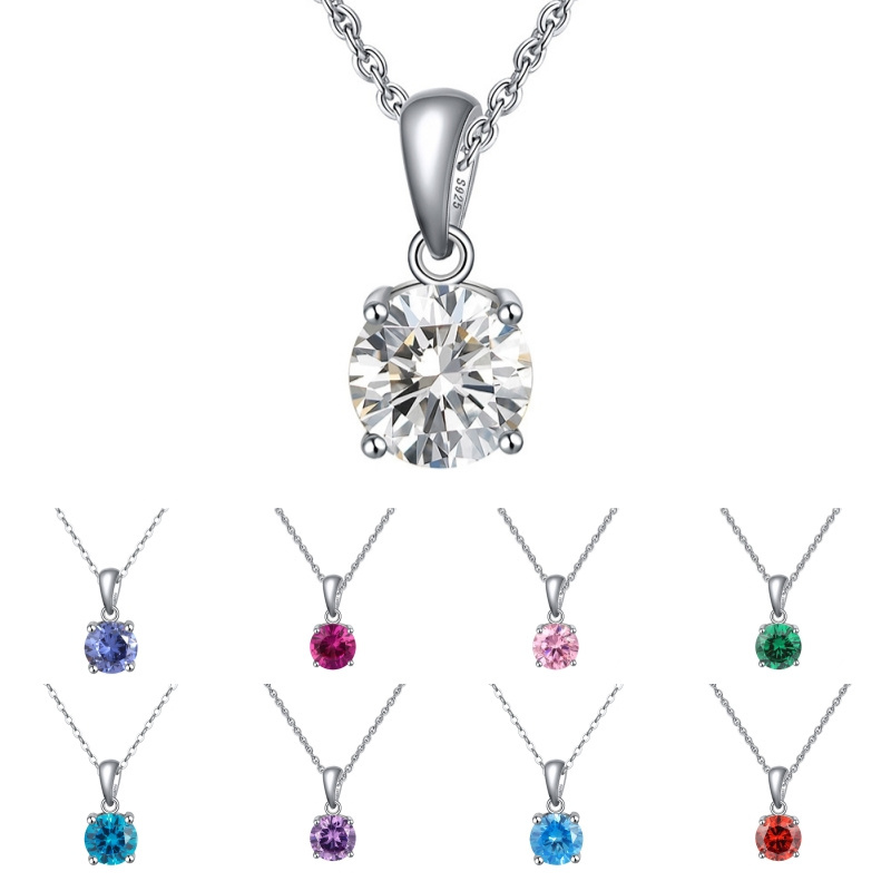 S925 silver zircon necklaces fine jewelry zircon pendant necklace custom colorful gemstone jewelry necklace