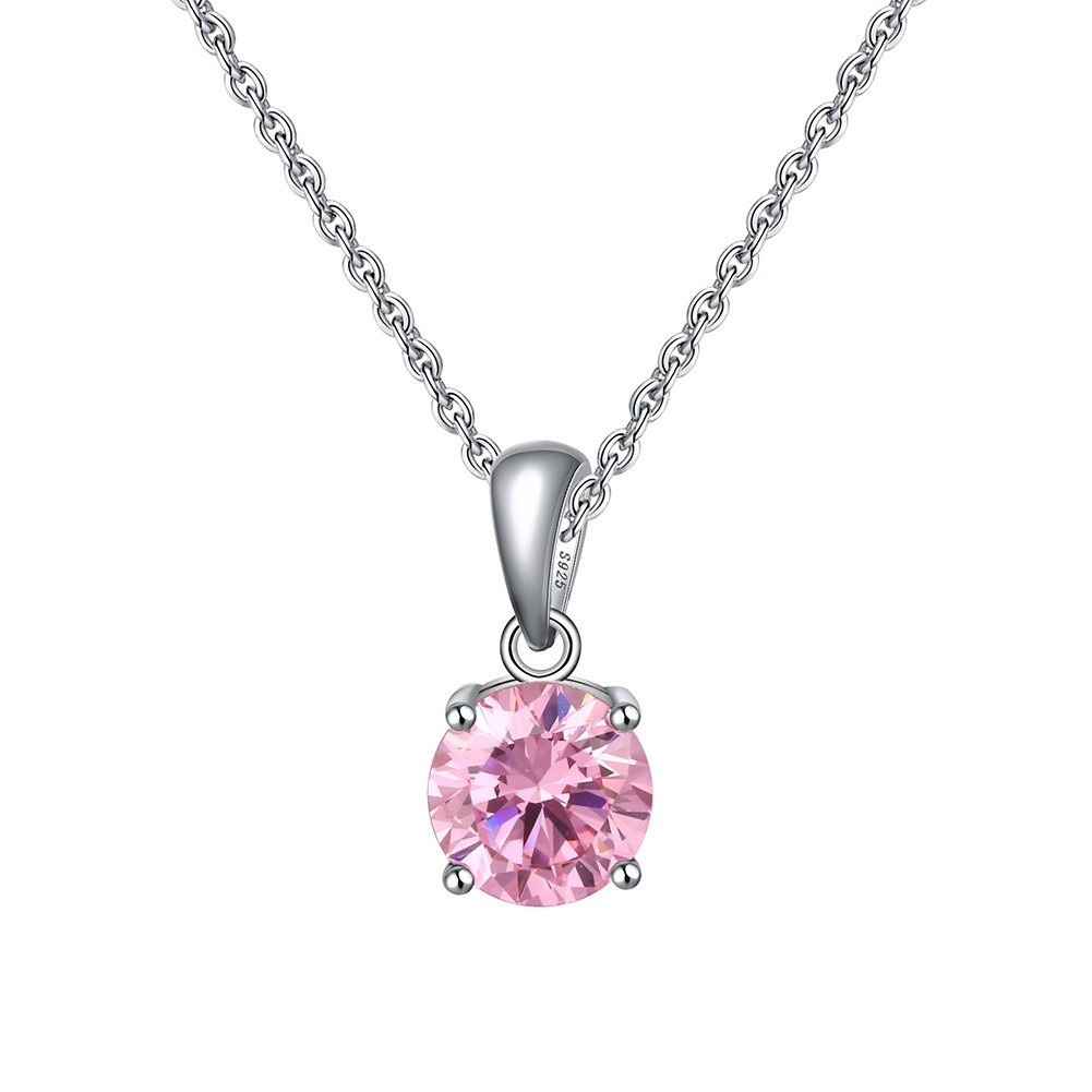 S925 silver zircon necklaces fine jewelry zircon pendant necklace custom colorful gemstone jewelry necklace