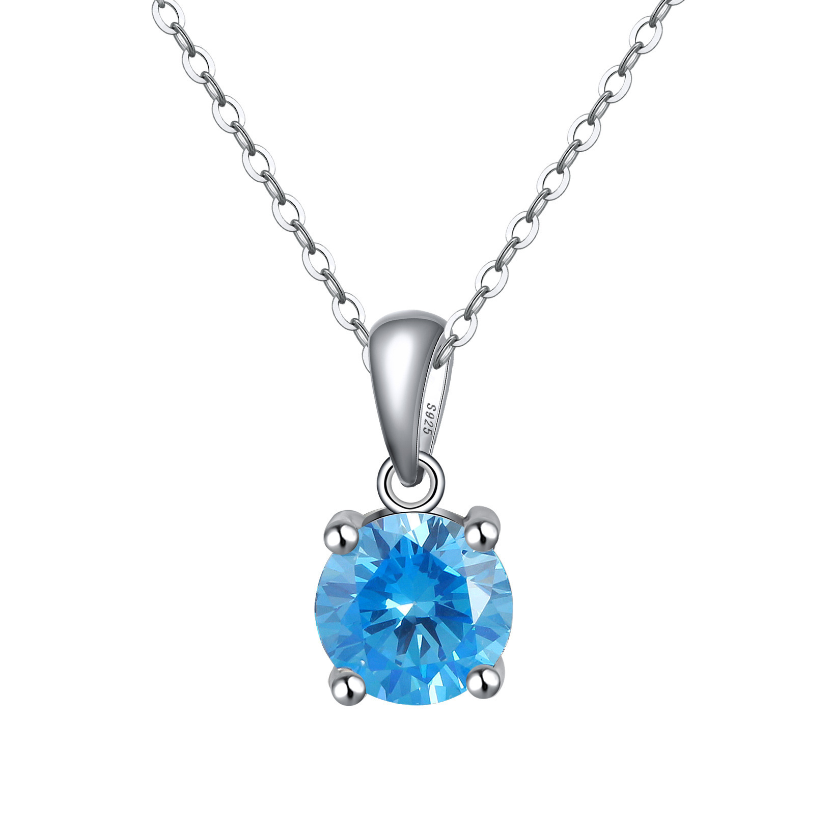 S925 silver zircon necklaces fine jewelry zircon pendant necklace custom colorful gemstone jewelry necklace