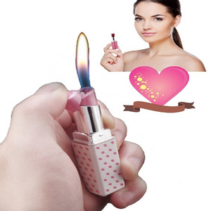 Lovisle Unique Gifts Compact Lipstick Lighter Open Flame Oil Adjustable Lighter With Cyclic Inflation