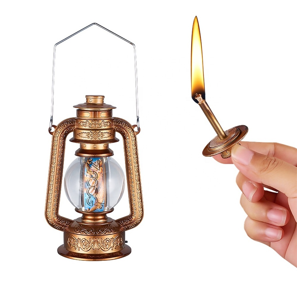 Creative Gifts Kerosene Oil Lantern Emergency Hanging Light Lamp With Built-in Matchsticks Lighter