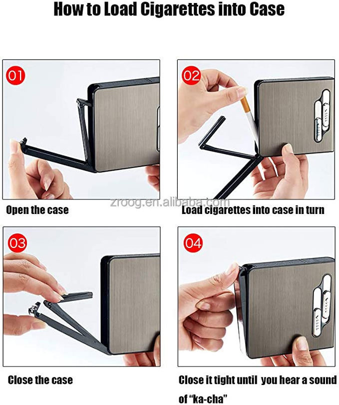 Lovisle Tech Custom Waterproof Electronic Metal Blank Cigarettes Case Lighter Box Slim Cigarette Case With Usb Lighter