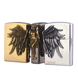 Lovisle Tech Wings Metal Retro Gifts Men's Gift Flint Fire Starter Refill Flame Lighter For Cigarettes