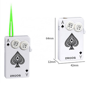 Windproof Refillable Lighter Playing Cards Cool Design Jet Torch Butane Lighter For Festival Birthday